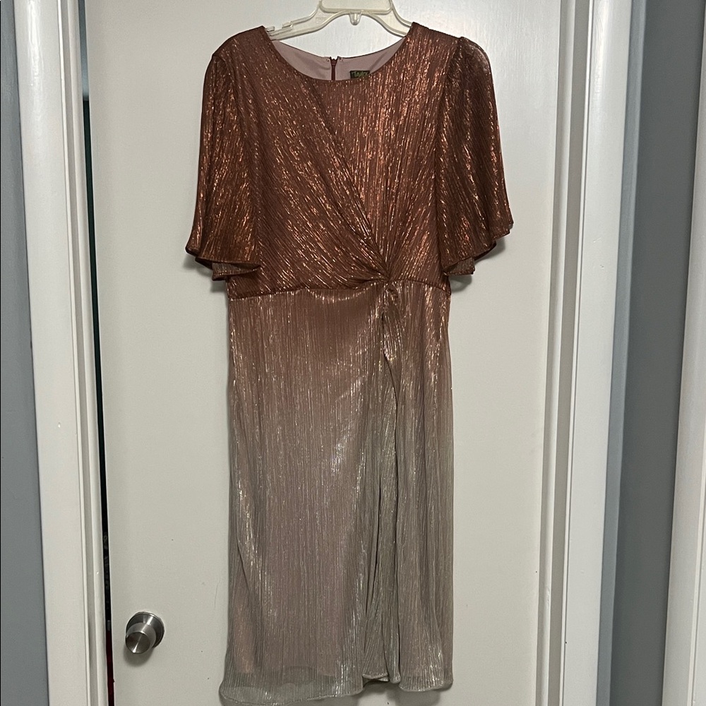 NWT Taylor Metallic Dress in Copper Ombré